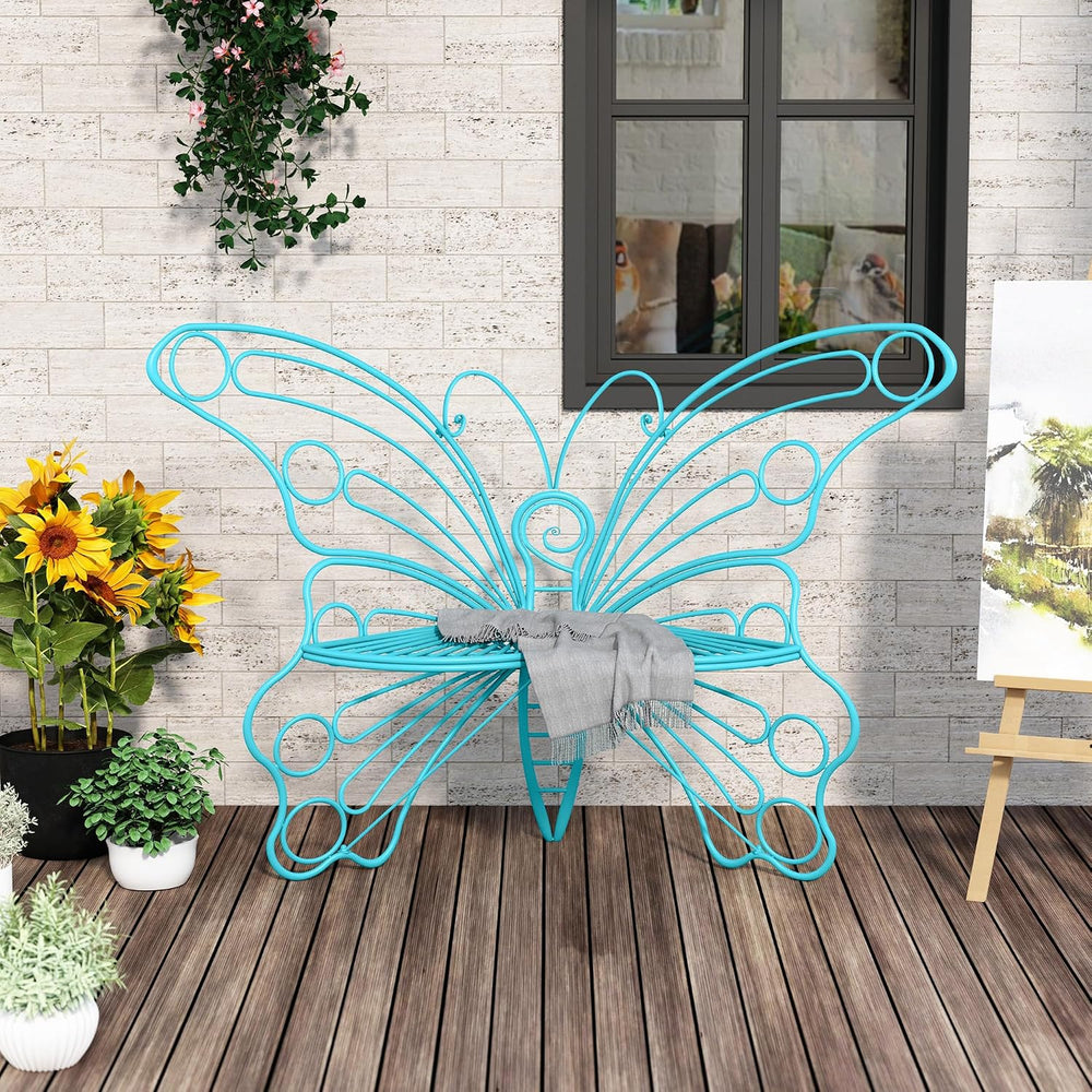 DIBRATY 50 Inches Outdoor Bench, Garden Bench with Sturdy Iron Metal Frame, P...