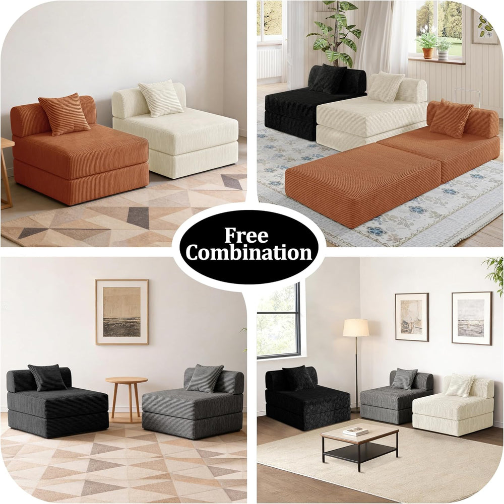 Futon Sofa Bed Modular Loveseat Sleeper Folding Pull Out Couch with Pillows, ...