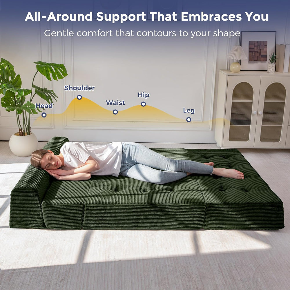 MAXYOYO Folding Sofa Bed, 8-Inch Fold-Out Chair Bed, Single