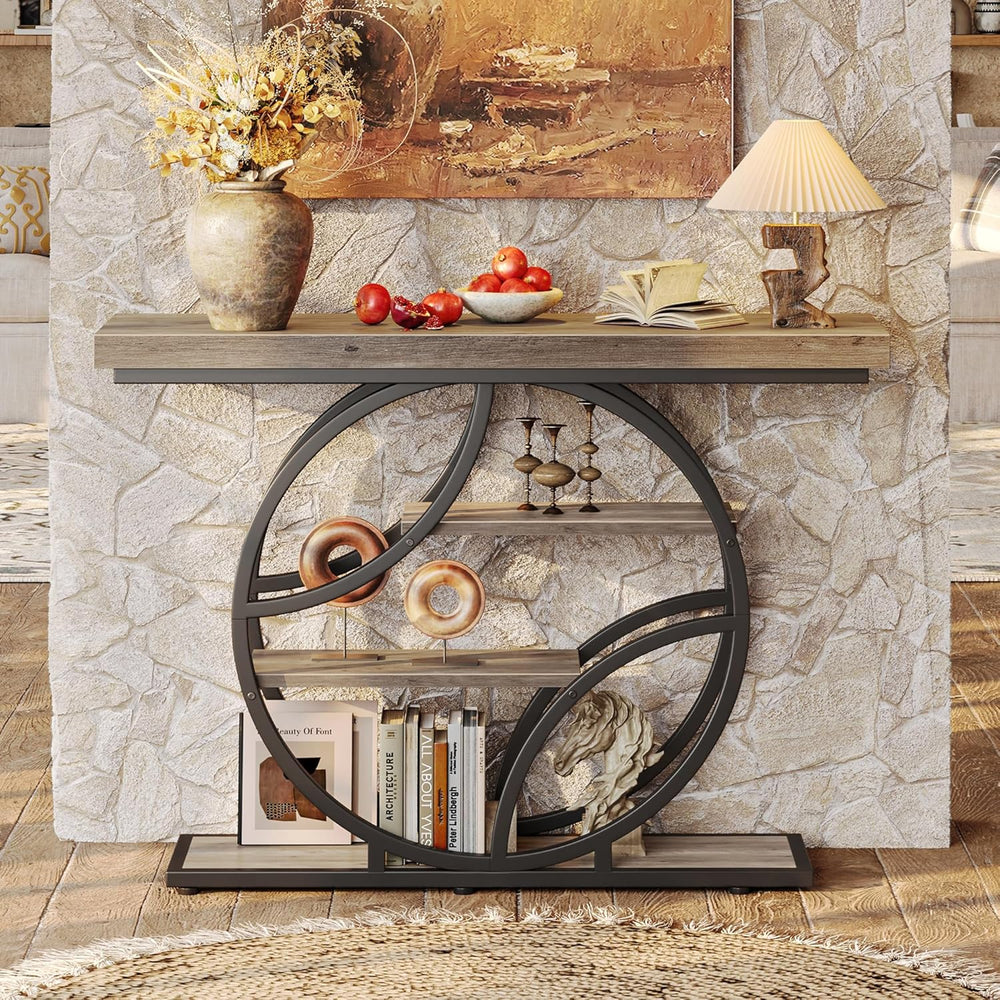 Huuger 41.3 Inch Entryway Table, Console Table with Shelves, Sofa Table