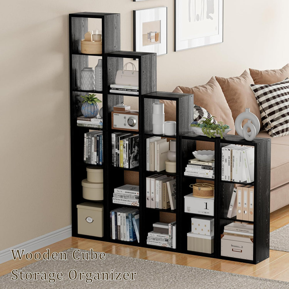 Tall Cube Storage Organizer Bookcase, 5 Tier 11 inch Open Back Cubical Shelf ...