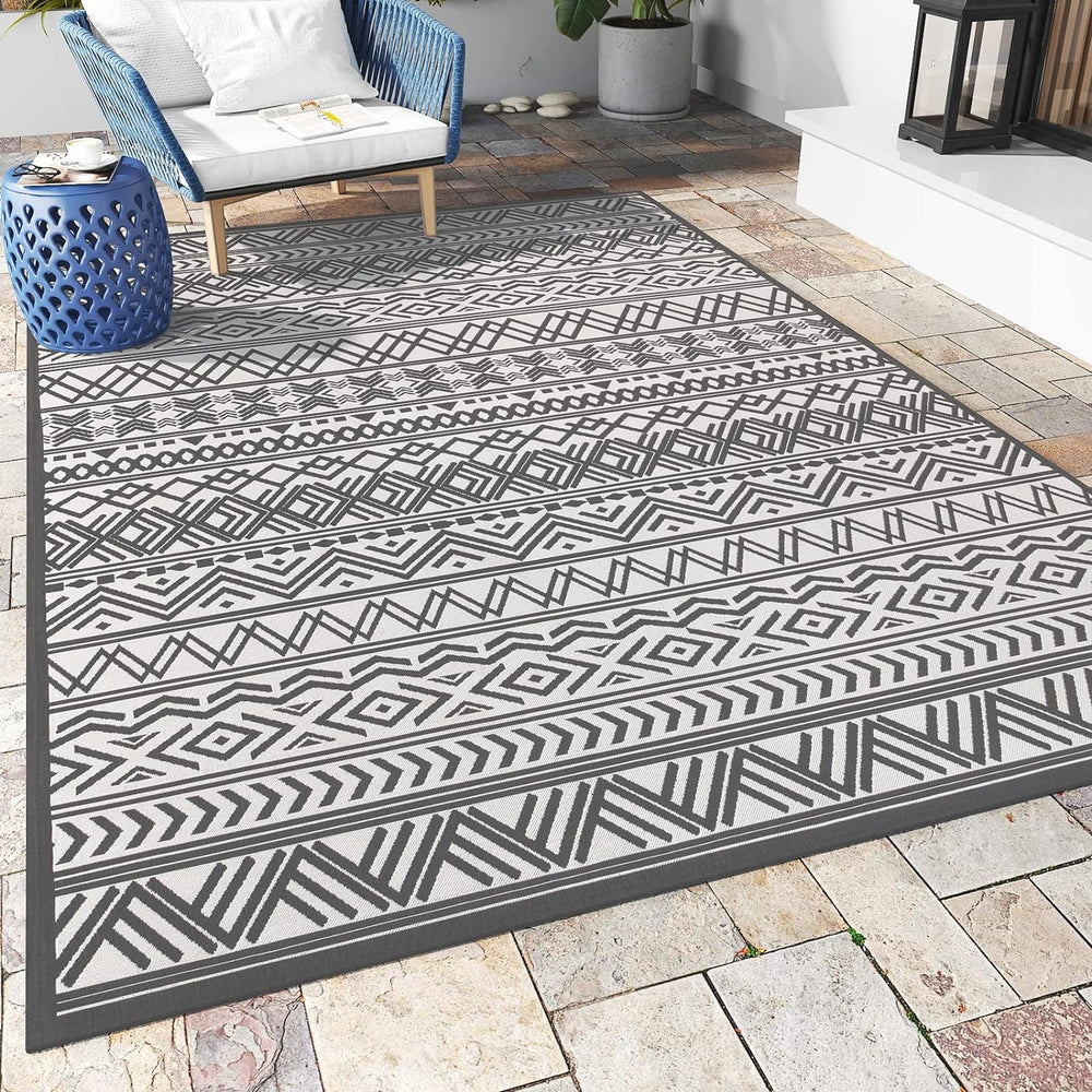 Outdoor Rug Carpet 5x8 ft, Flatweave Textured Outdoor Patio Rug Non Slip Indo...