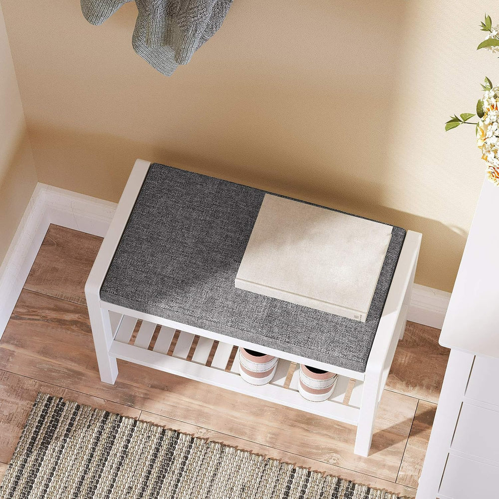 SONGMICS Shoe Rack Bench, Padded Seat, Storage Shelf, Holds Up to 350 lb