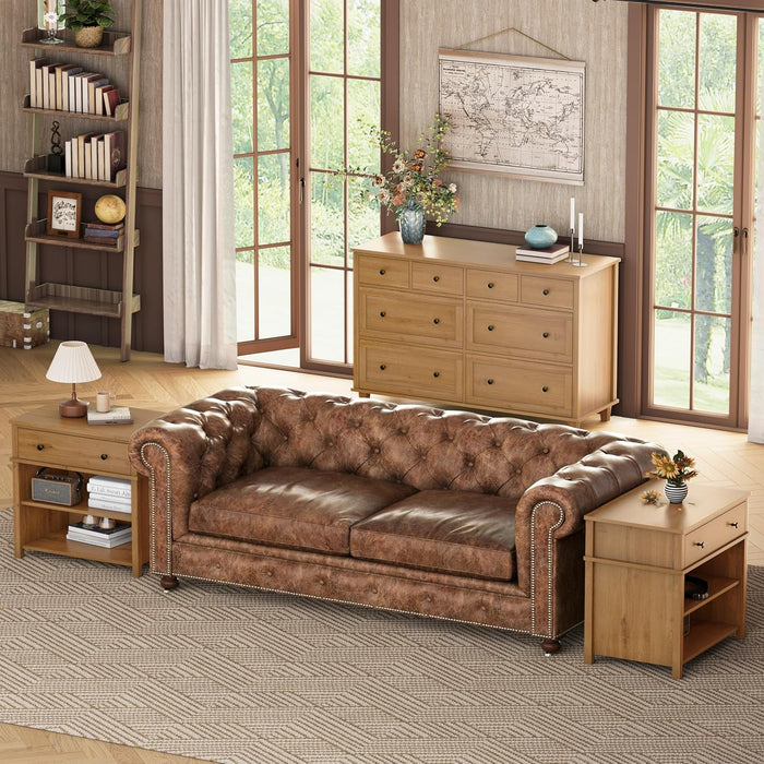 Dresser for Bedroom 8 Drawer Wood Dresser 56.3" Wide, Large Storage Chest of Drawers for Bedroom, Living Room, Hallway, Entryway, Modern TV Stand Drawer Organizer, Natural Oak