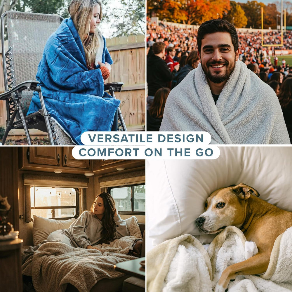 Bare Home Sherpa Fleece Blanket (Full/Queen, Dark Blue)