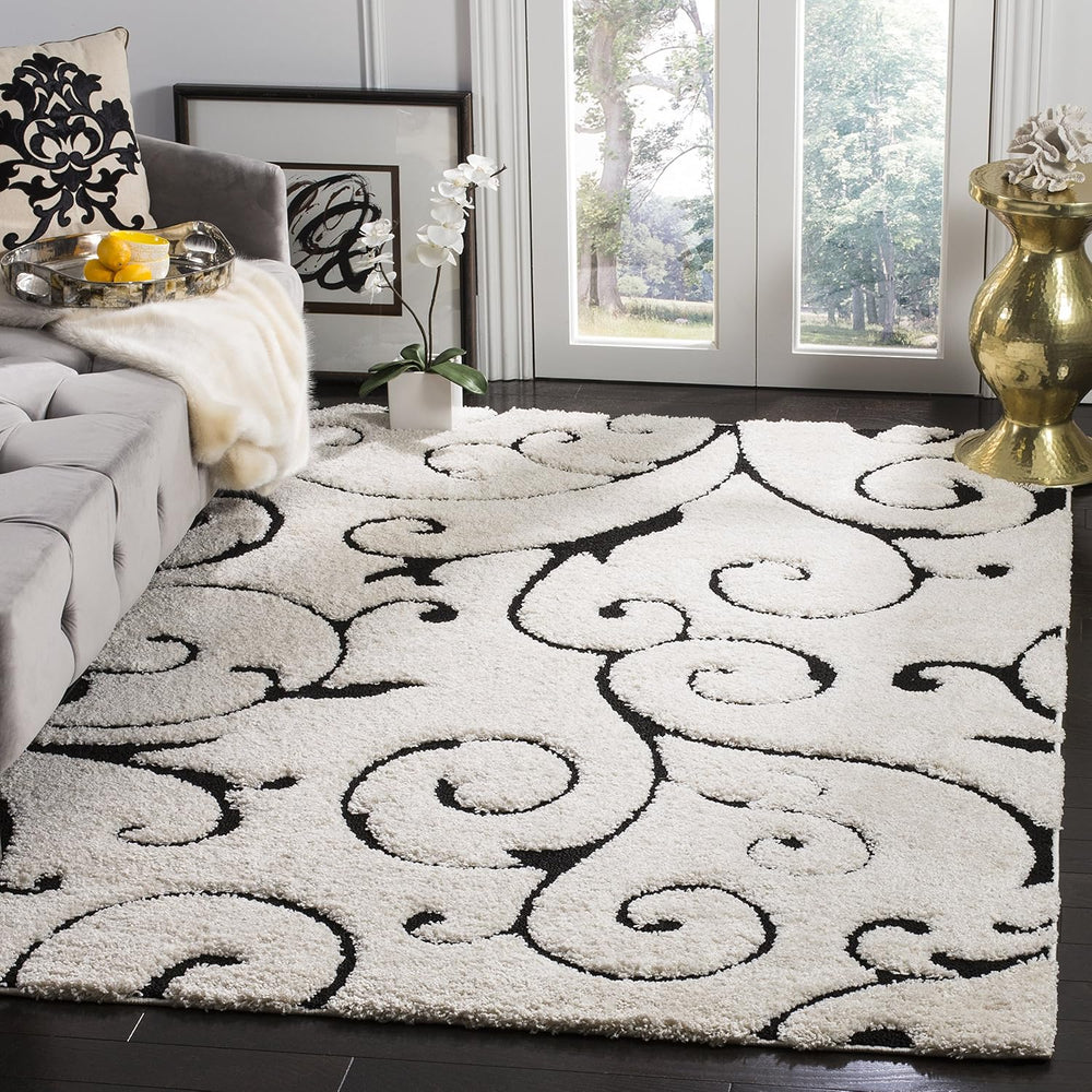 SAFAVIEH Florida Shag Rug 5'3"x7'6", Soft Plush Ivory &...