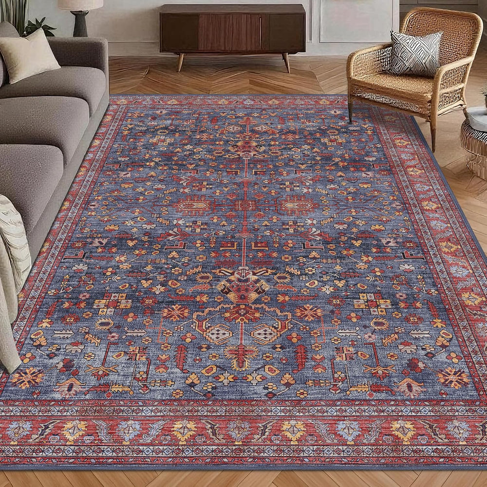 Washable Area Rug 5' x 7' Vintage Traditional Persian Mat - Foldable ...