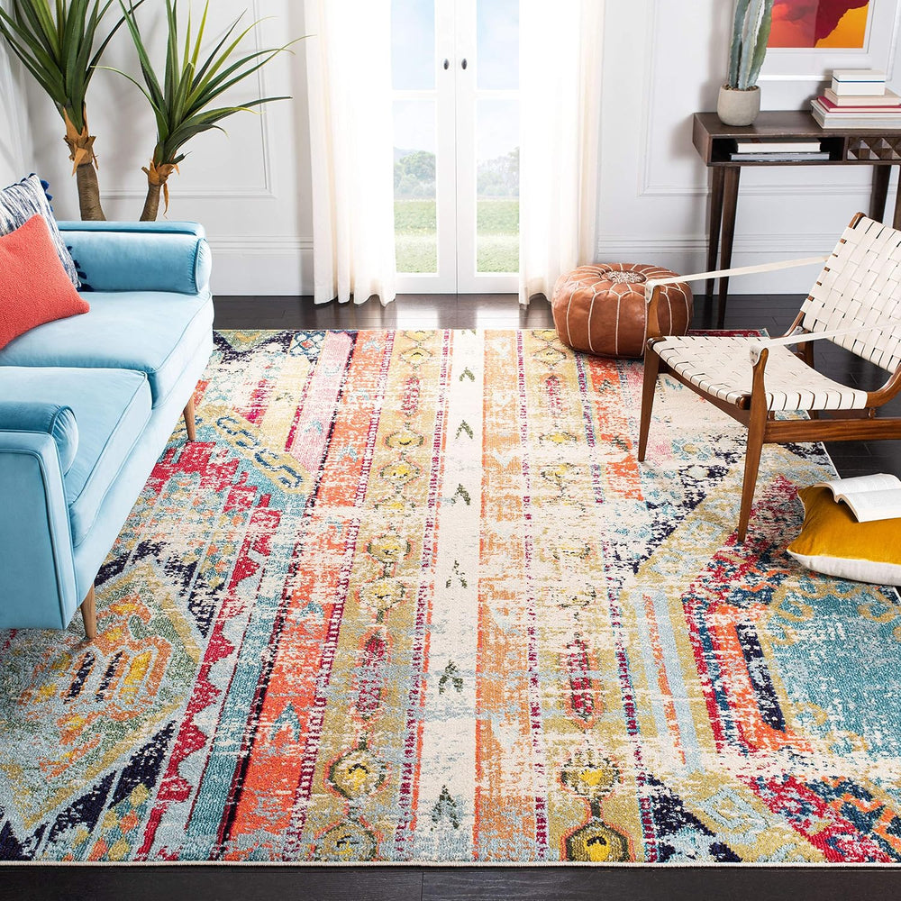 SAFAVIEH Madison Collection Area Rug - 10' x 14', Blue & Orange, ...