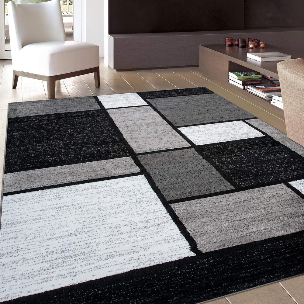Rugshop Modern Boxes Contemporary Non-Shedding Area Rug Gray 7'10" x...