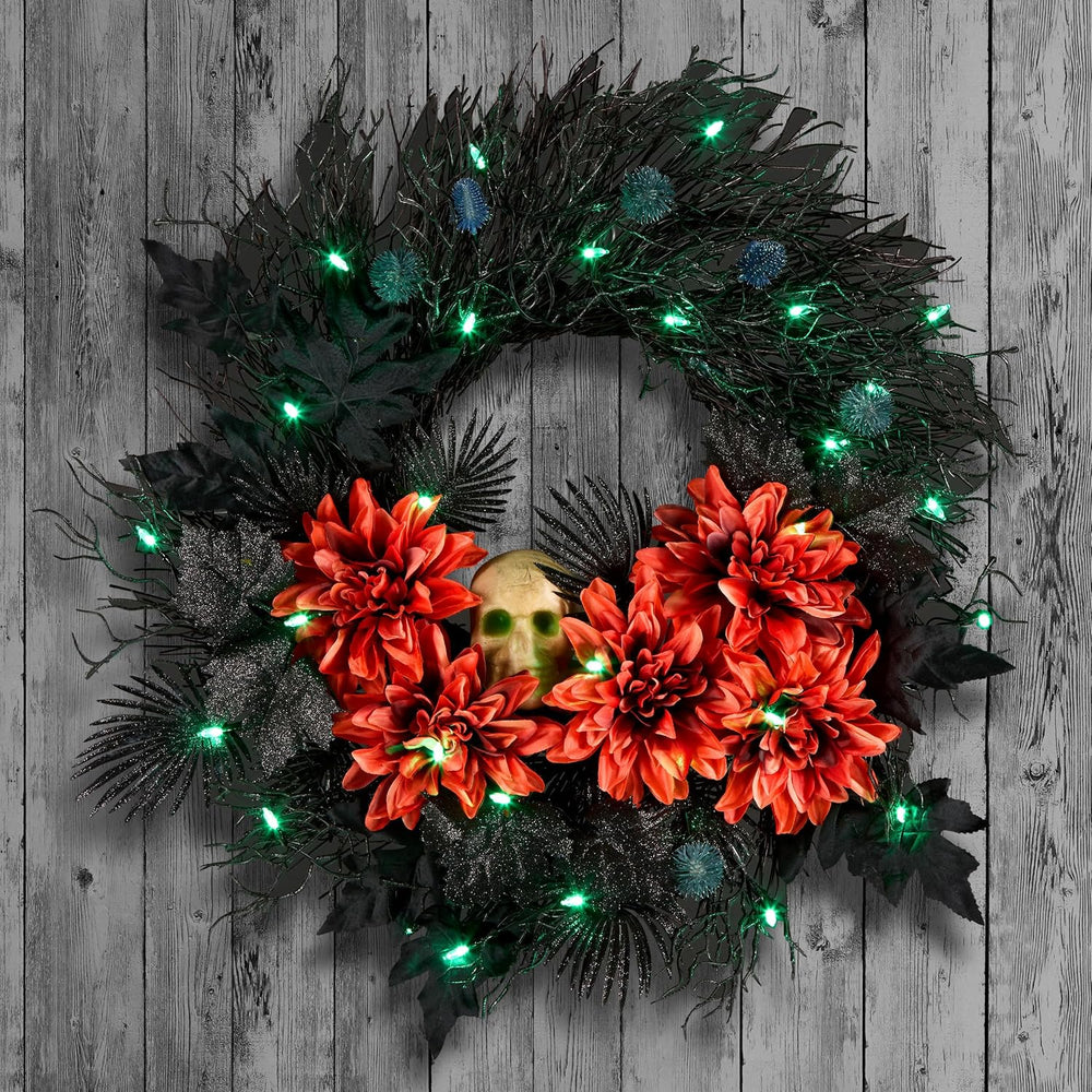 National Tree Company, 24inch Artificial Boo-Tiful Halloween Wreath with Oran...