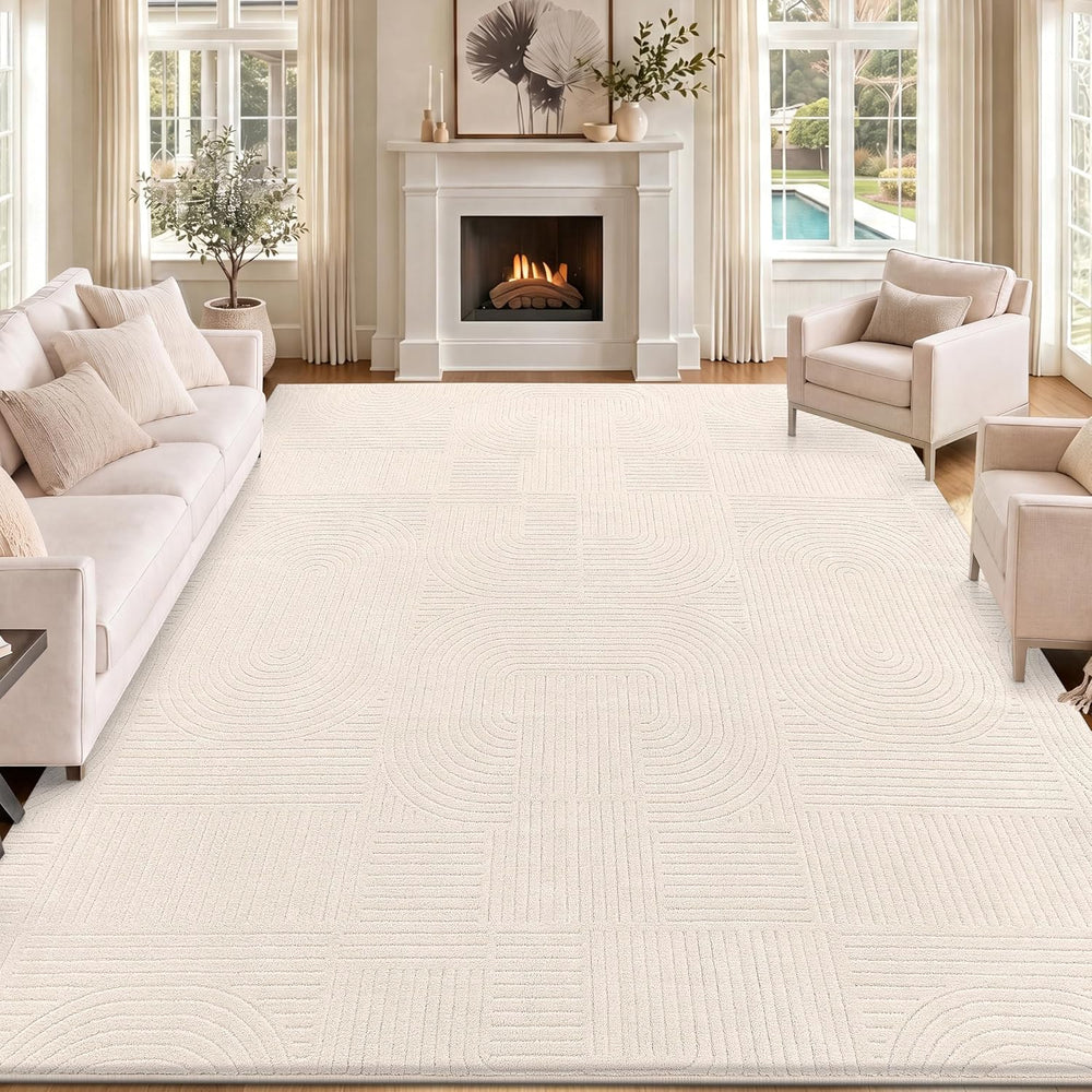 HEBE 8x10 Area Rugs for Living Room,Washable Non Slip Textured Bedroom Rug
