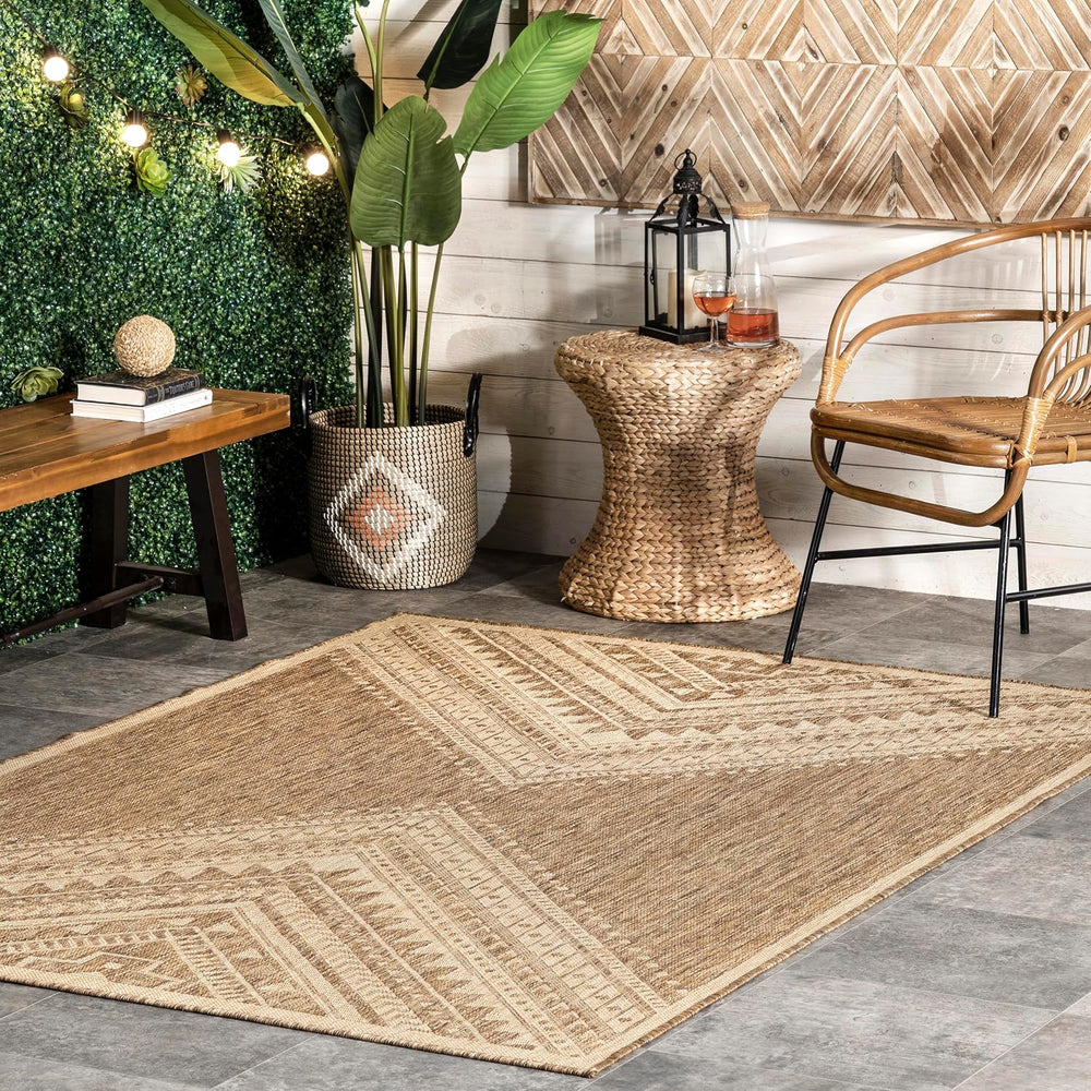 nuLOOM Landry Brown Geometric Indoor/Outdoor Area Rug, 8' x 10'