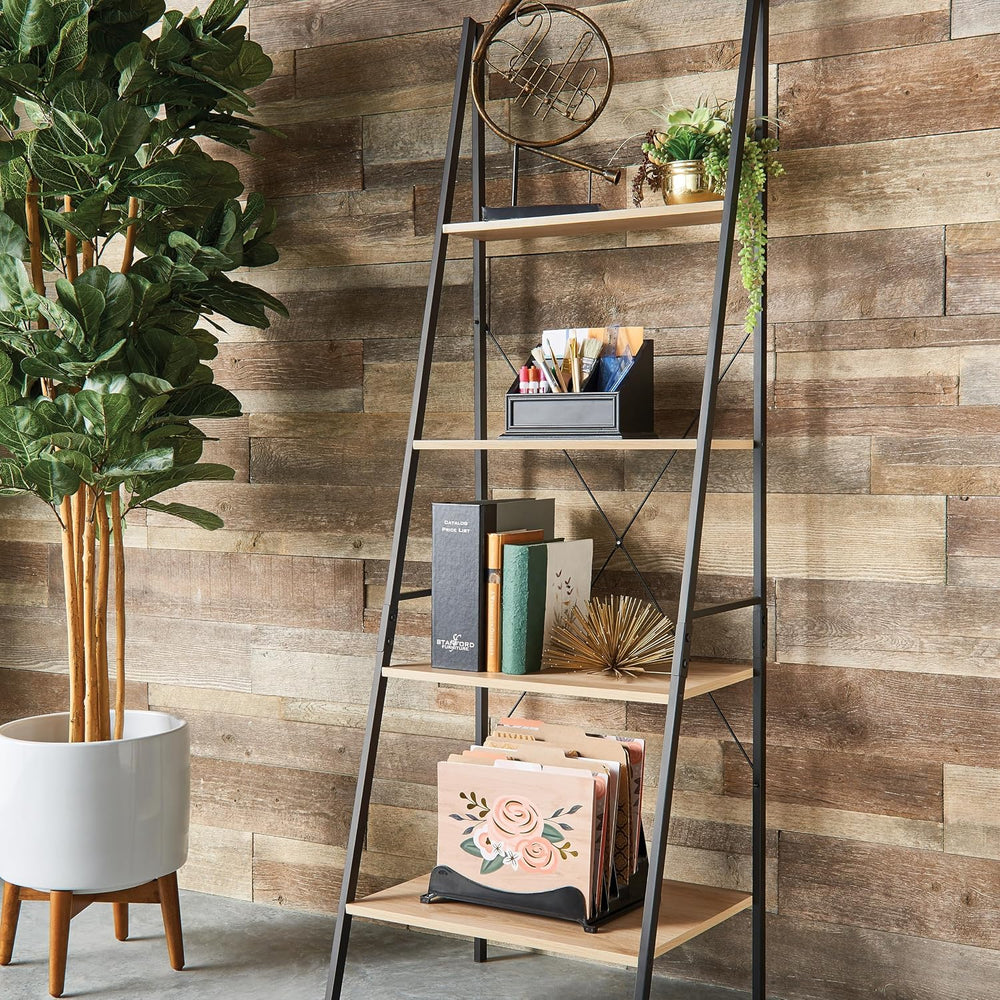 ClosetMaid 1312 4-Tier Wood Ladder Shelf Bookcase, Natural