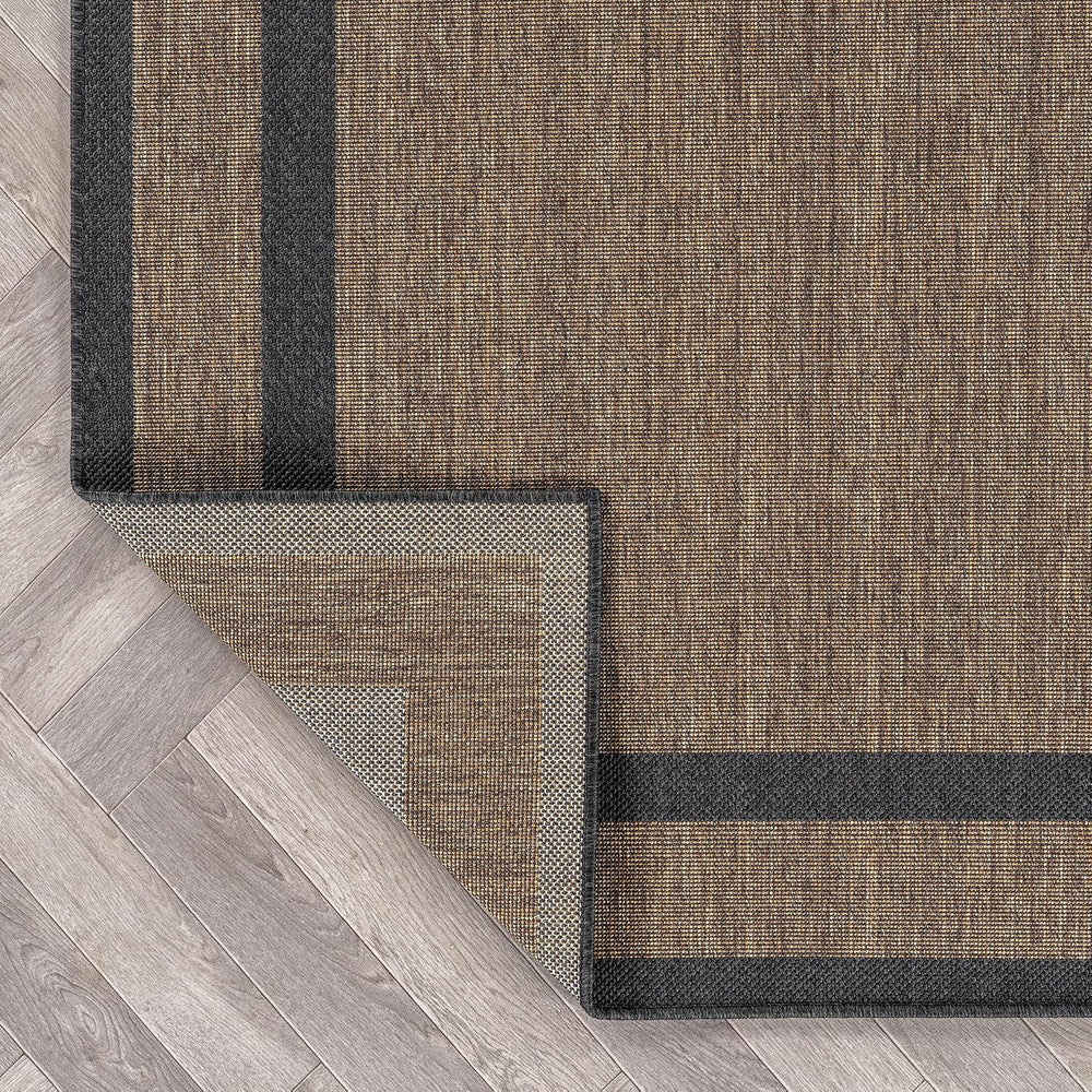 Rugshop Border Jute-Style Indoor Outdoor Area Rug Dark Gray/Natural 2' x ...