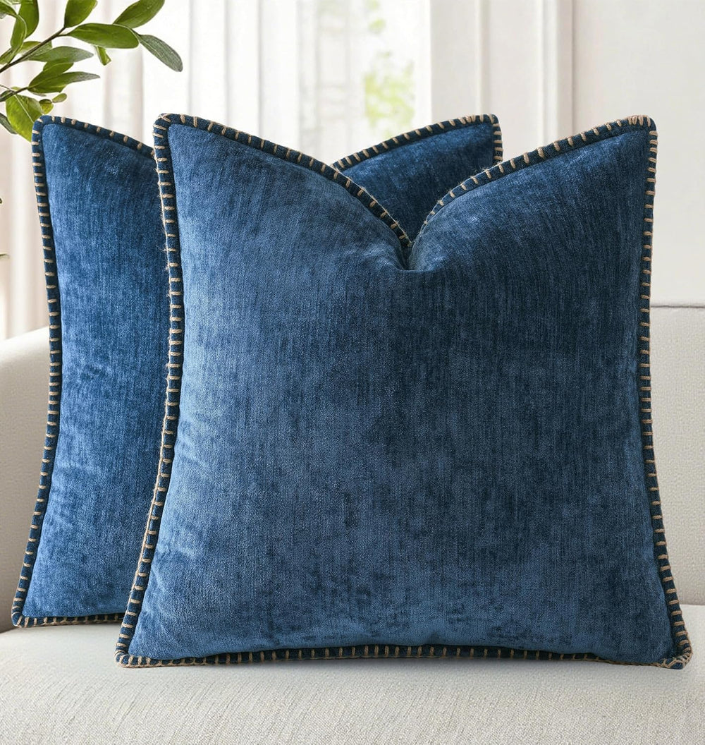 decorUhome Soft Chenille Throw Pillow Covers 22x22 Set of 2 Poseidon