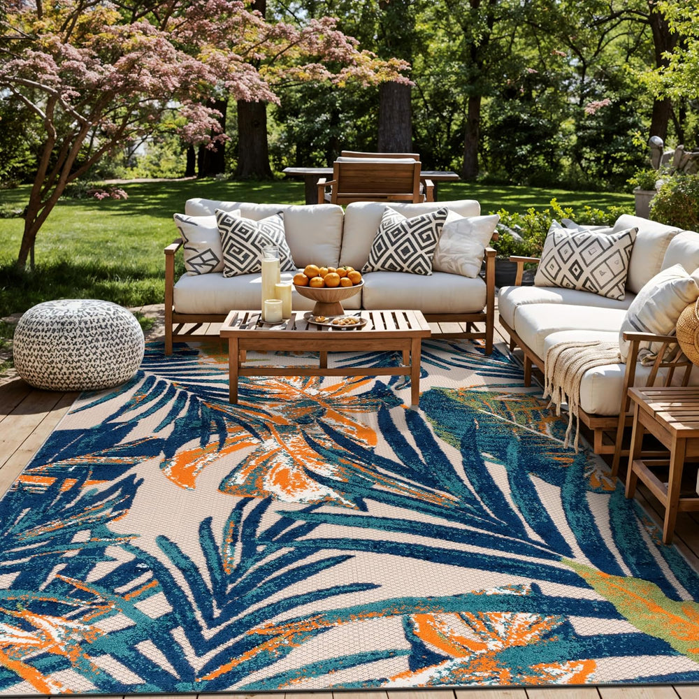Rugshop Indoor/Outdoor Floral Tropical Durable Area Rug Multi 7'10" ...