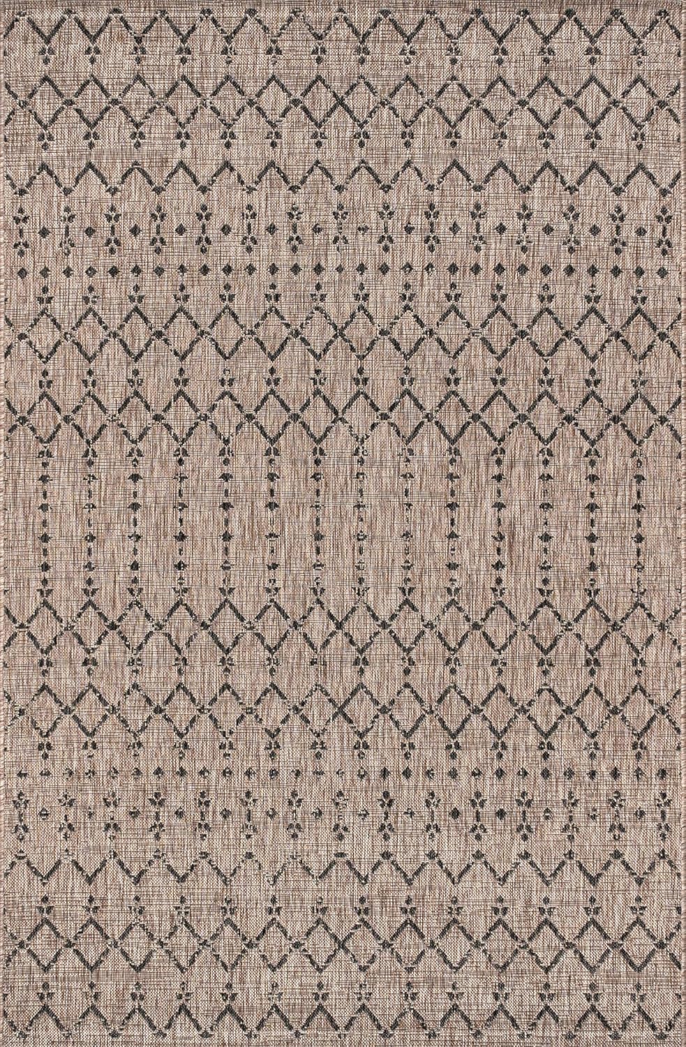 JONATHAN Y Moroccan Geometric Indoor Outdoor Area Rug 8X10 Natural/Black, Our...