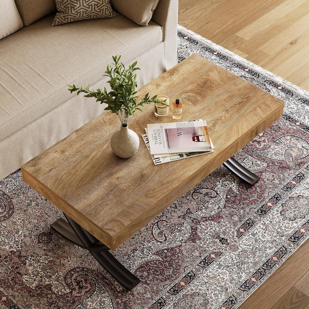 LITTLE TREE 47” Coffee Table, Rectangle Center Table for Living Room, Industr...