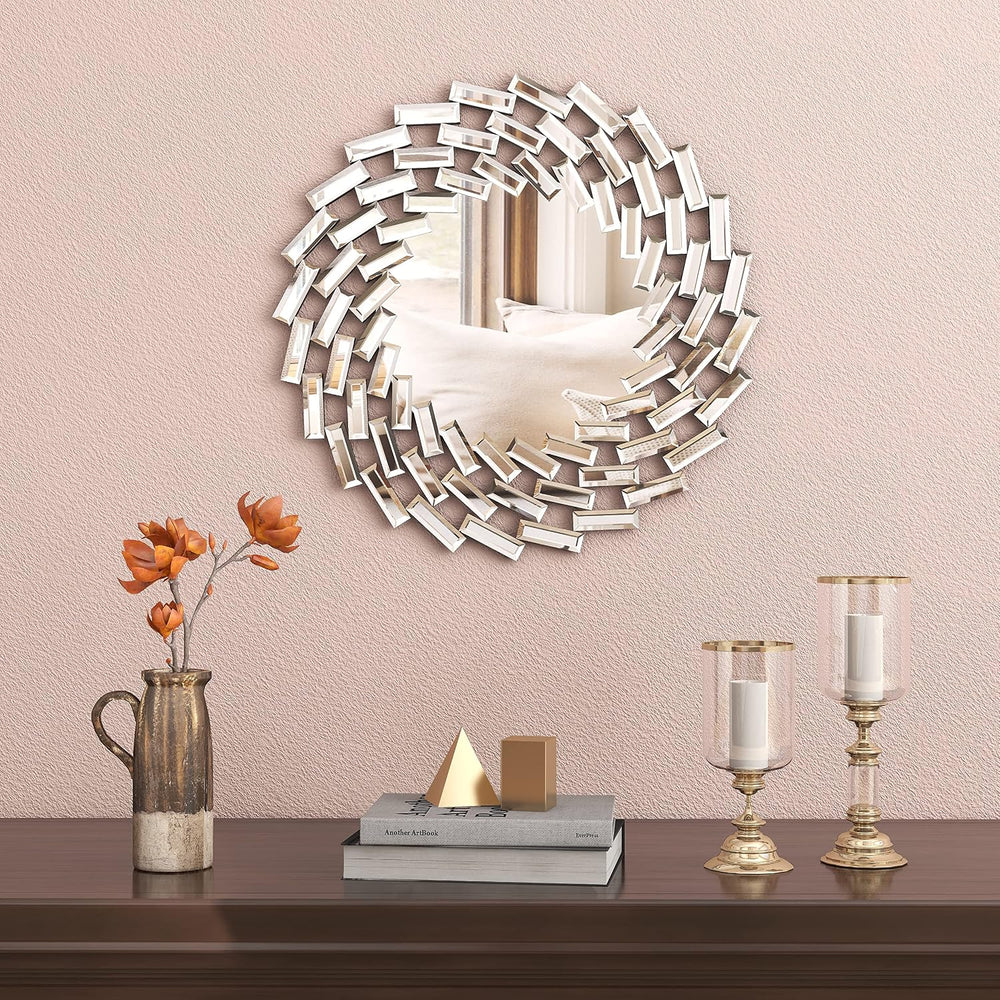 SHYFOY 18" Decorative Wall Mirror, Living Room Modern Round Mirrors