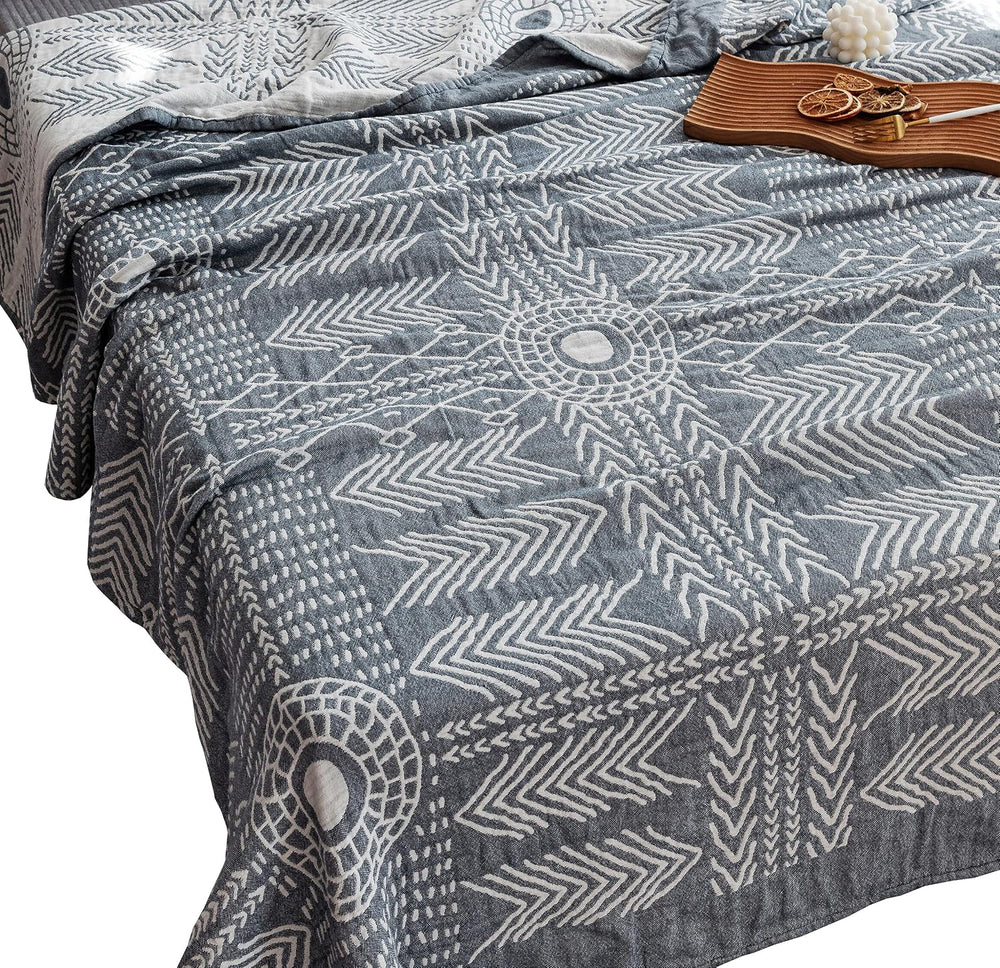 MEJU Indian Boho Muslin Lightweight Summer Blanket for Bed Sofa Couch, 100% C...