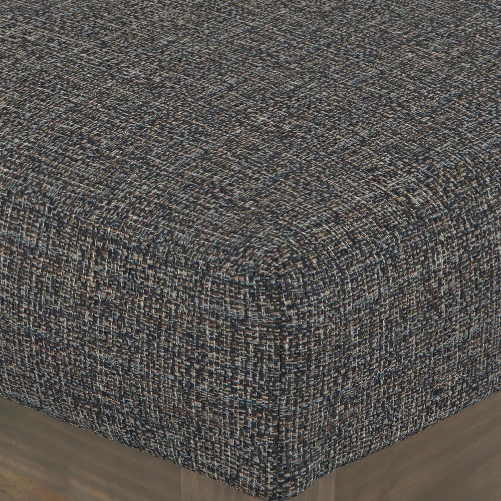 SIMPLIHOME Milltown 27" Wide Tweed Rectangle Ottoman in Ebony