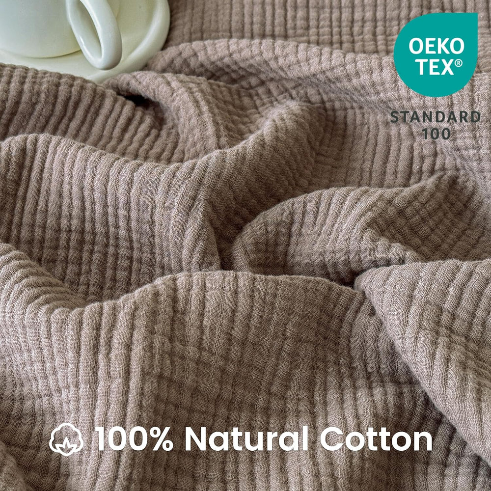 FALUCA Cotton Muslin Reversible Blanket King Size for Bed, Couch, Four Layers...