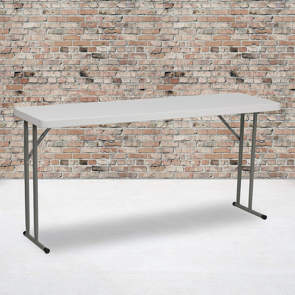 EMMA + OLIVER 5' White Rectangular Plastic Folding Table
