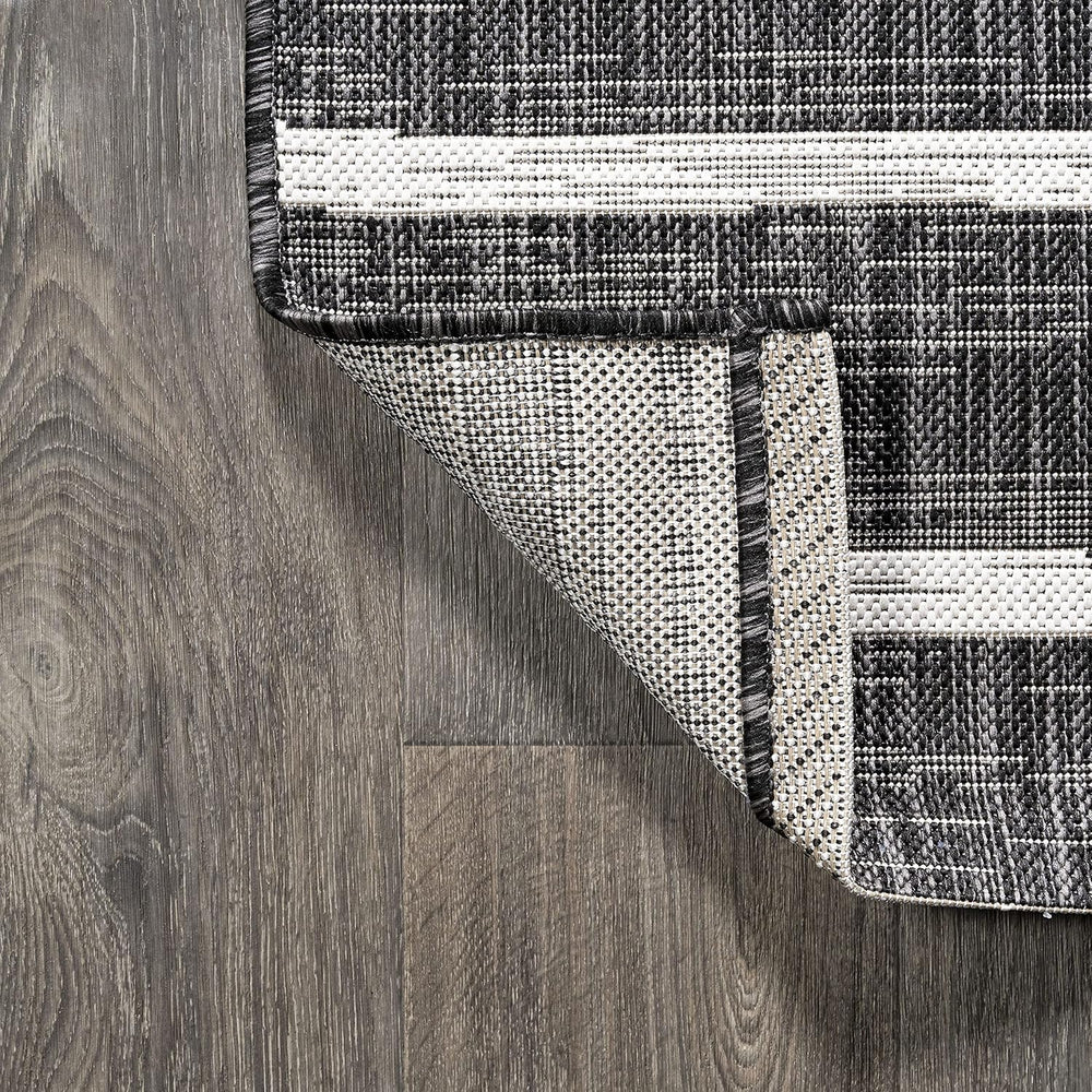 JONATHAN Y Berber Stripe Indoor Outdoor Area Rug 4X6 Black/Ivory, Colonia for...