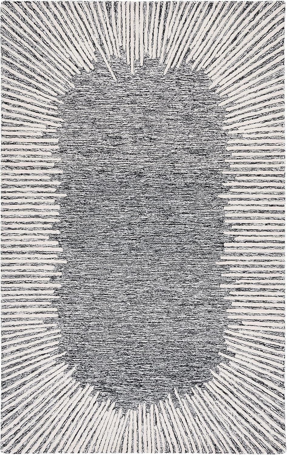 SAFAVIEH Abstract Wool Area Rug 5x8, Bordered Black & Ivory ABT478Z