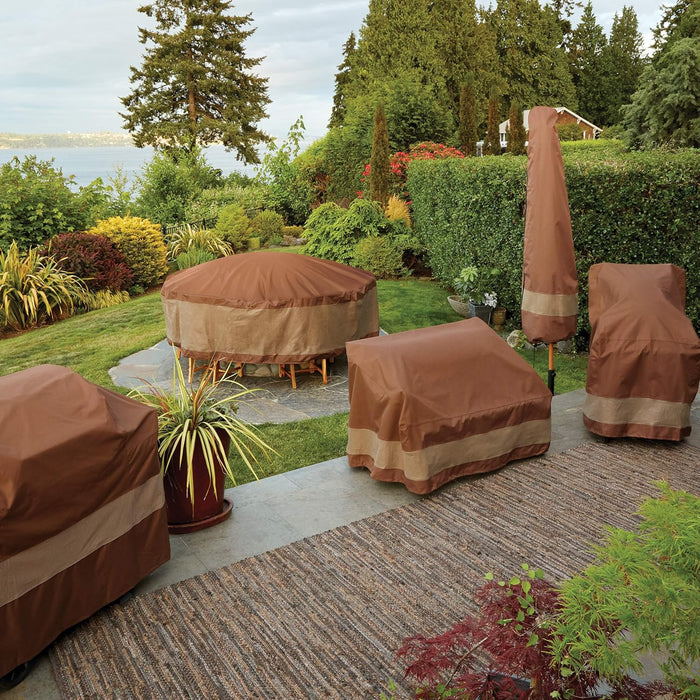 DUCKCOVERS Ultimate Patio Sofa Cover, 93"W x 40"D x 35"H, Mocha Cappuccino Patio Furniture Covers