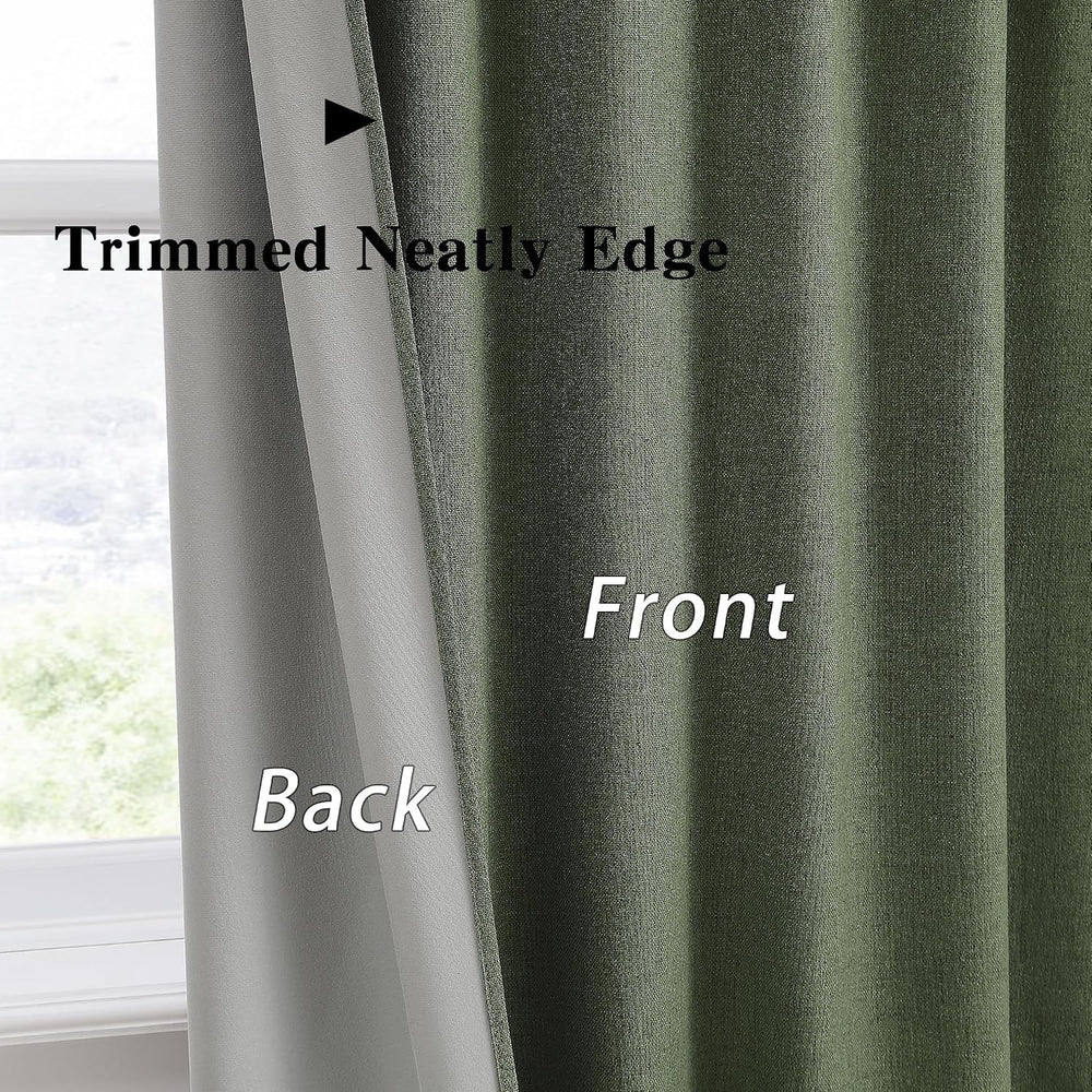 RAIN CITY Extra Wide Linen Blackout Curtains & Drapes with Hooks 70 in Wi...
