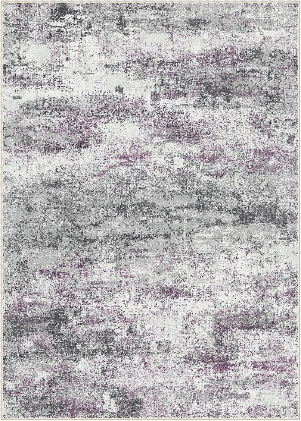 BEIMO 5x7 Area Rugs for Bedroom, Purple Grey Washable Abstract Non Slip Rug