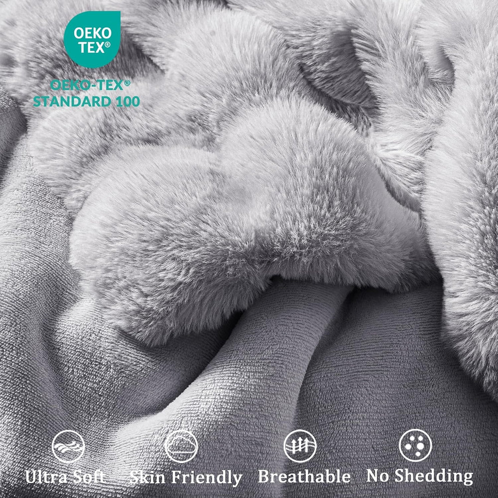 Exclusivo Mezcla Faux Fur King Blanket for Bed, 3D Bubble Blankets