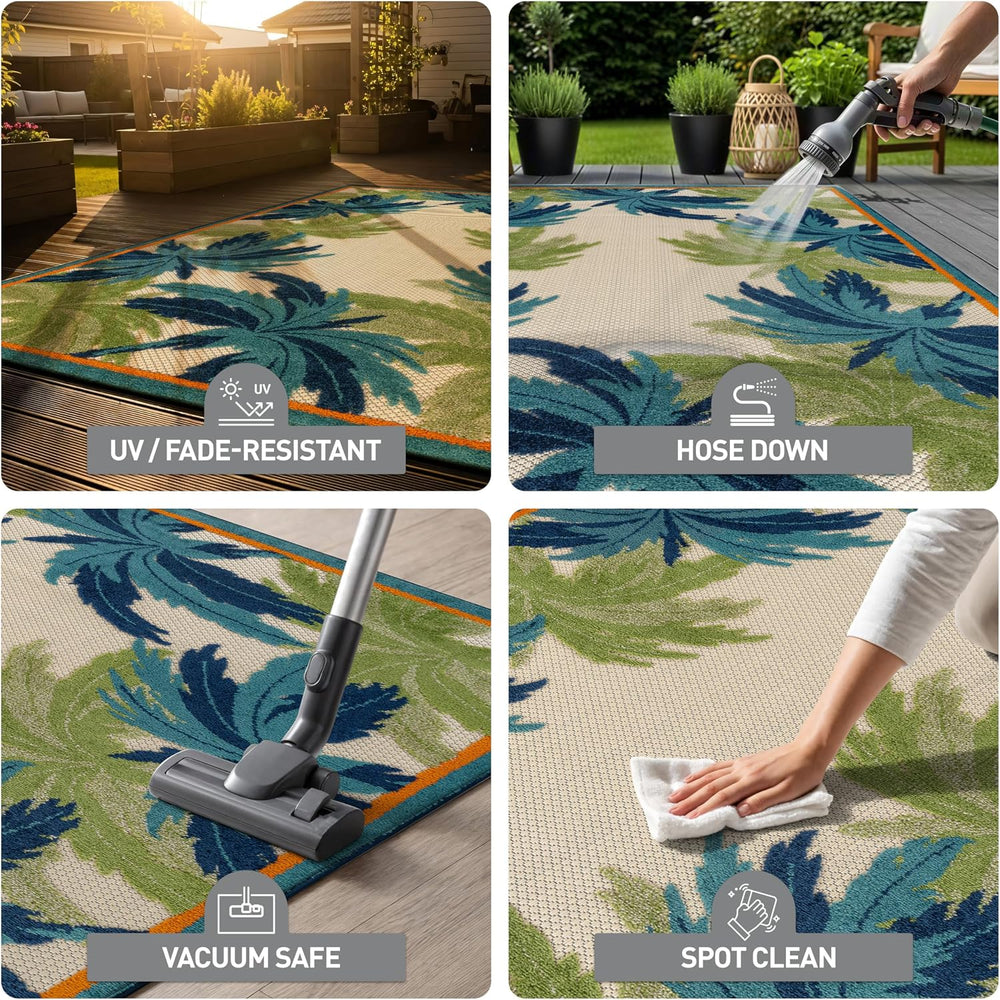 Rugshop Tropical High-Low Textured Indoor Outdoor Rug Multi 4' x 6'