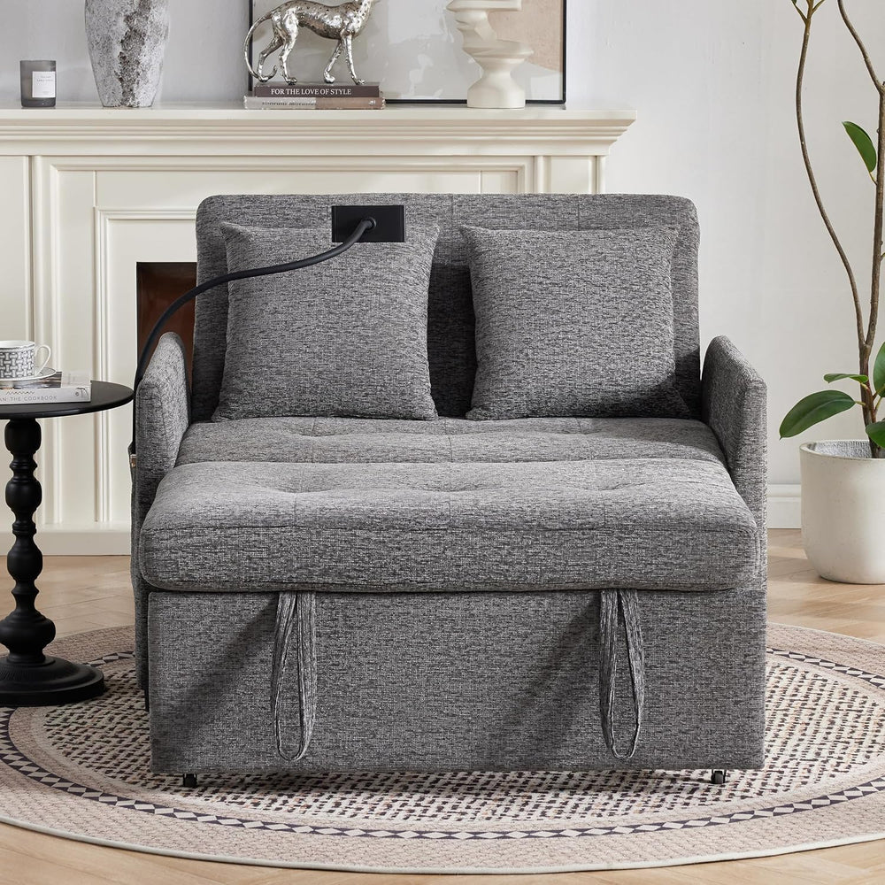 Loveseat Sleeper Sofa Convertible Sofa Bed, Pull out couch, Dark Grey