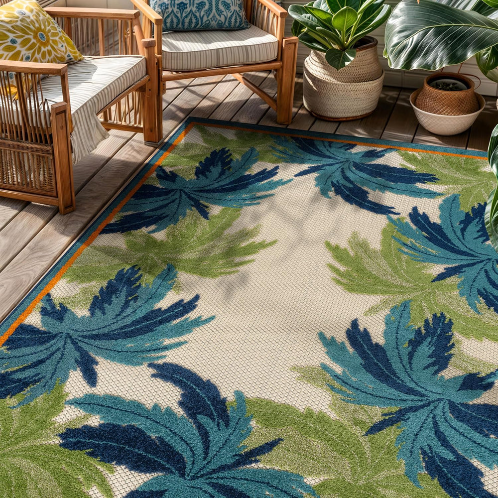 Rugshop Tropical High-Low Textured Indoor Outdoor Rug Multi 4' x 6'