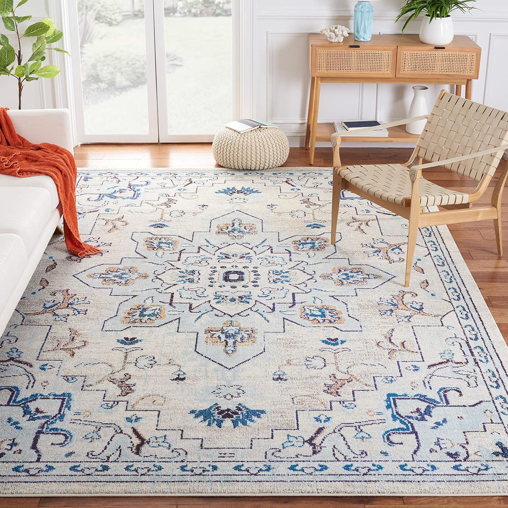 SAFAVIEH Madison Area Rug 8'x10', Traditional Ivory & Light Blue ...