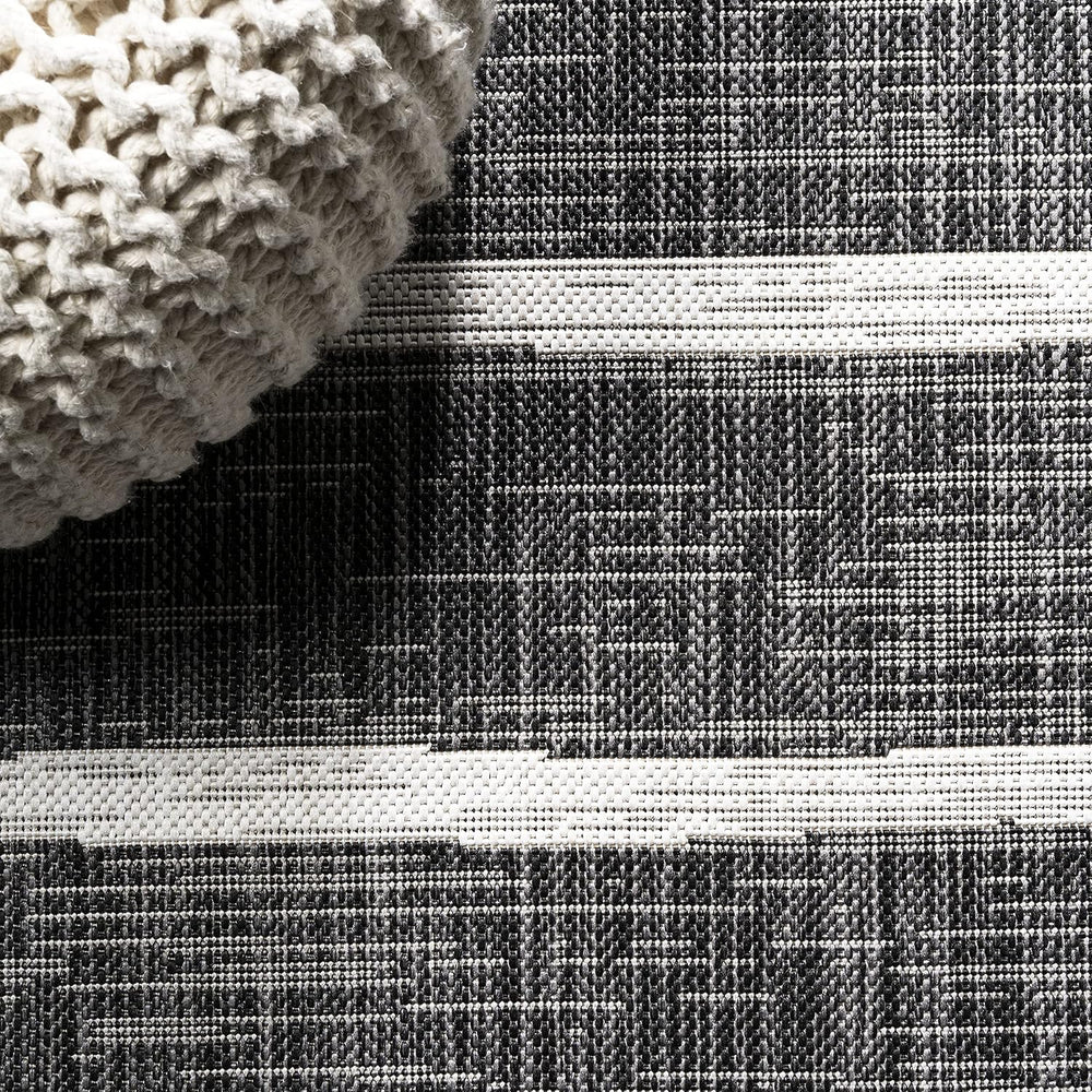 JONATHAN Y Berber Stripe Indoor Outdoor Area Rug 4X6 Black/Ivory, Colonia for...