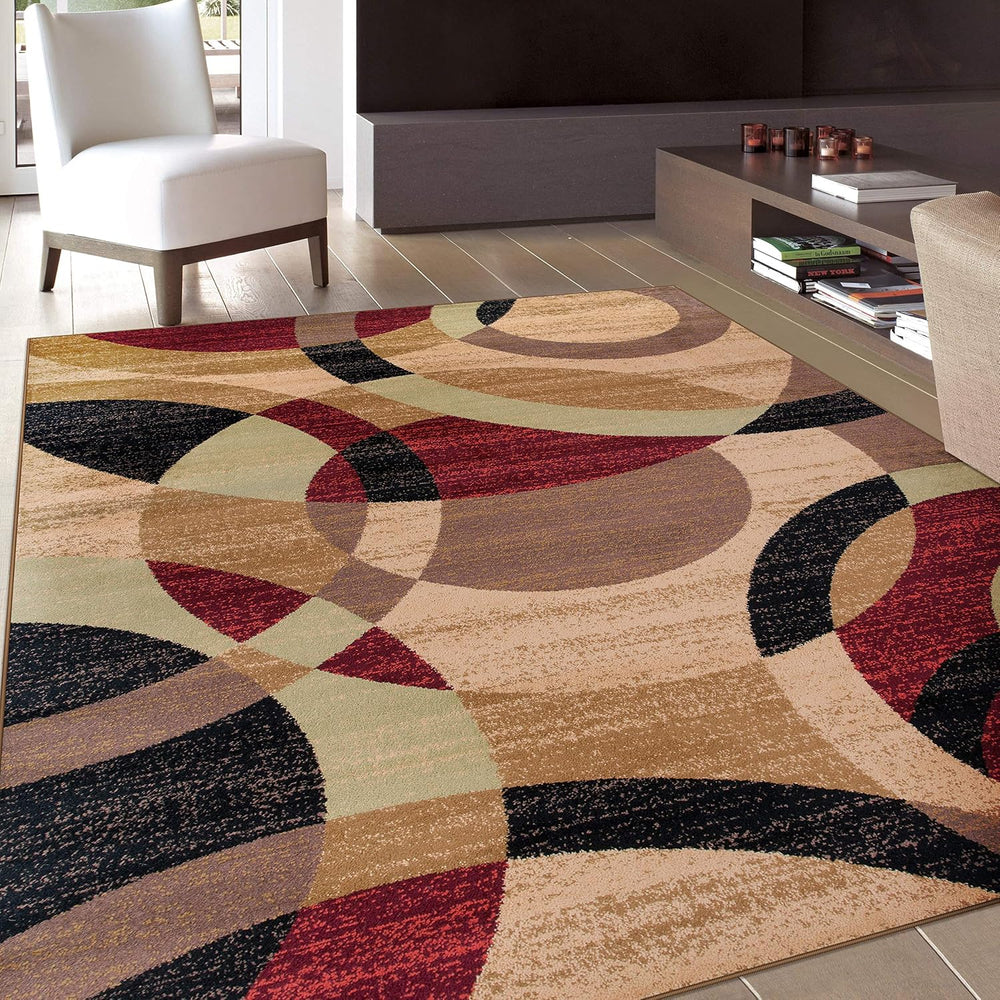 Rugshop Abstract Circles Contemporary Area Rug Multi 7'10" x 10'...