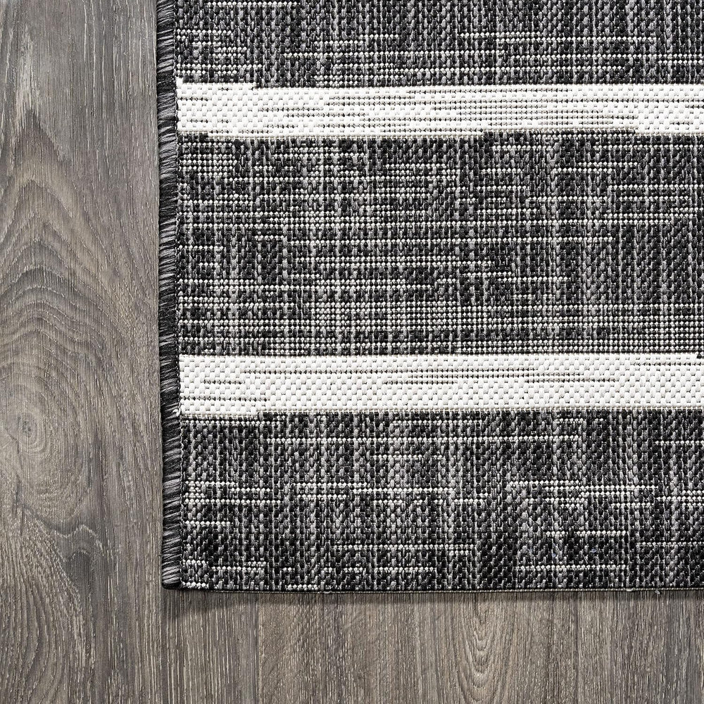JONATHAN Y Berber Stripe Indoor Outdoor Area Rug 4X6 Black/Ivory, Colonia for...