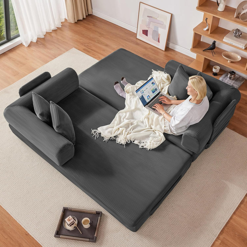Weture 79" Oversized Boneless Couch with 4 Pillows,5 in 1 Convertible Sl...