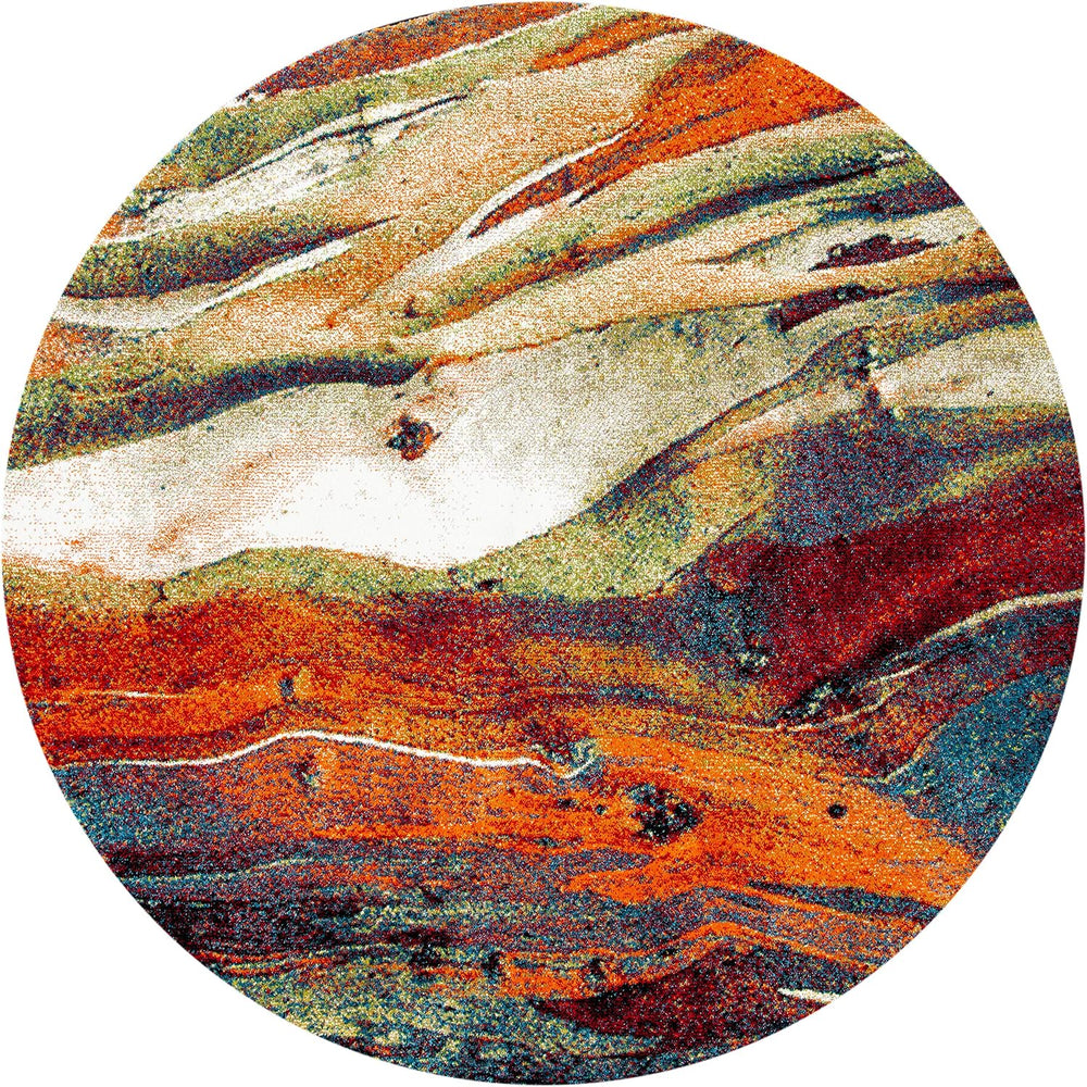 SAFAVIEH Glacier Collection Area Rug - 7'8" Round, Red & Green, ...