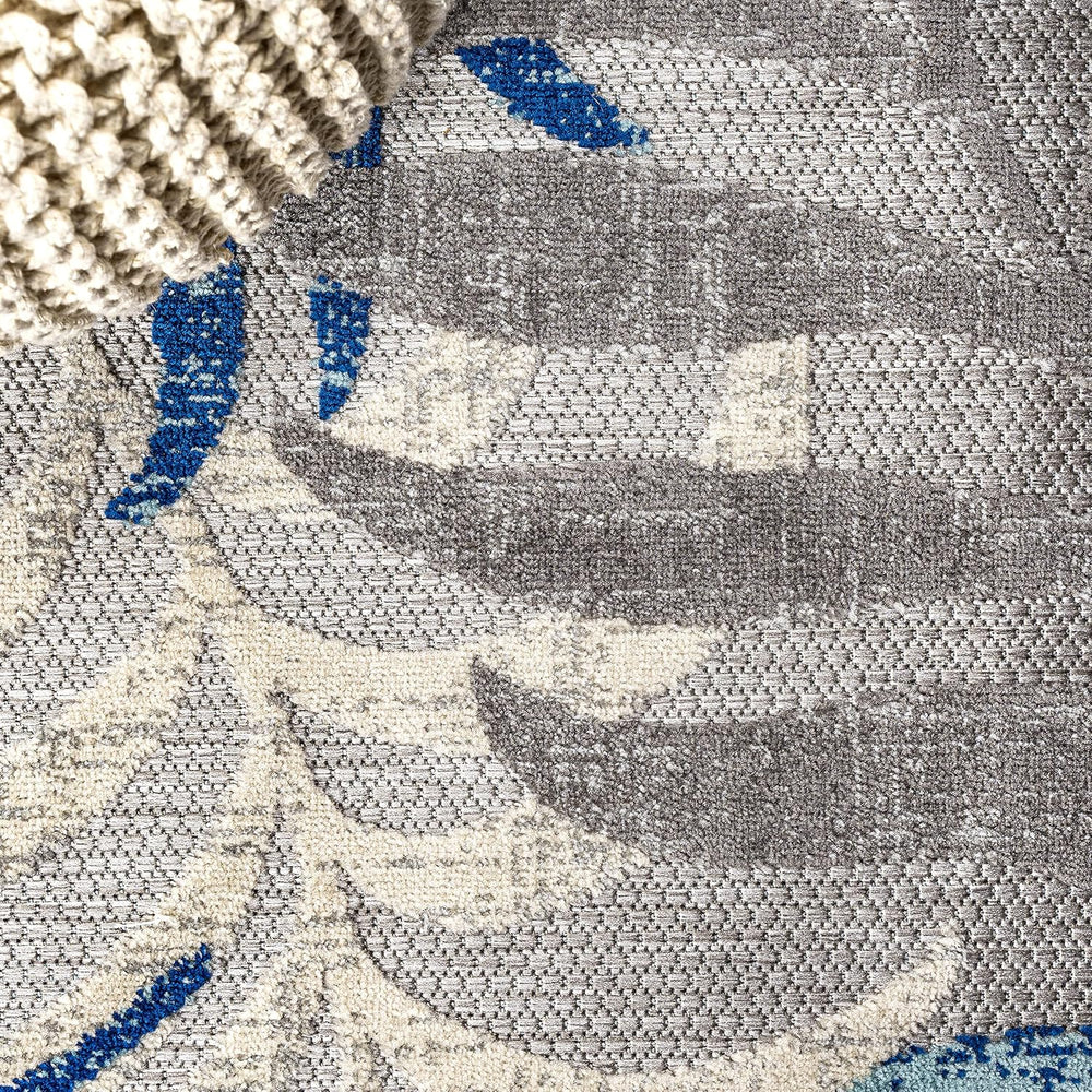 JONATHAN Y Tropics Palm Leaves Indoor Outdoor Area Rug 8X10 Gray/Blue