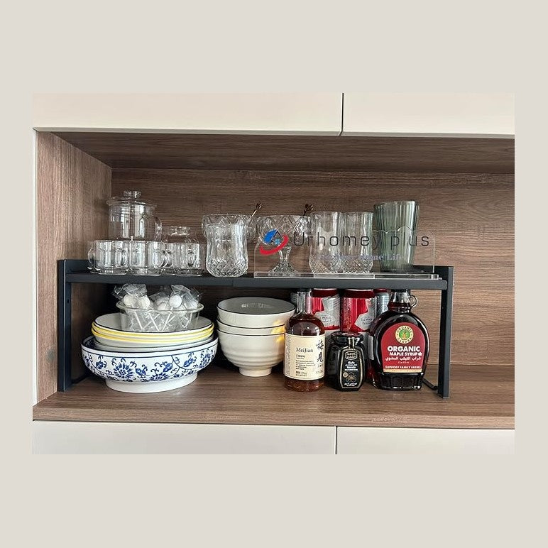 2 Pack Expandable Cabinet Shelf Organizer 16-26" L Stackable Kitchen Cou...