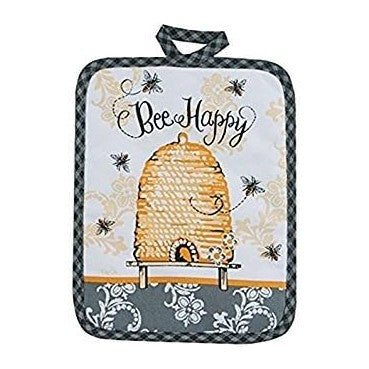 4 Piece Bee Happy Kitchen Set - 2 Terry Towels, Oven Mitt, Potholder