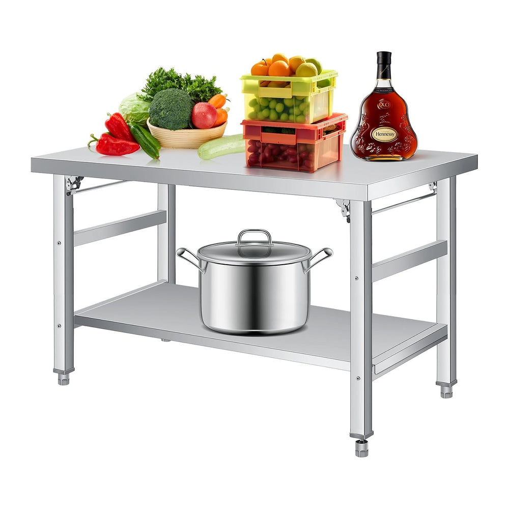 48" x 24" Stainless Steel Folding Table - 920 LBS Commercial Foldab...