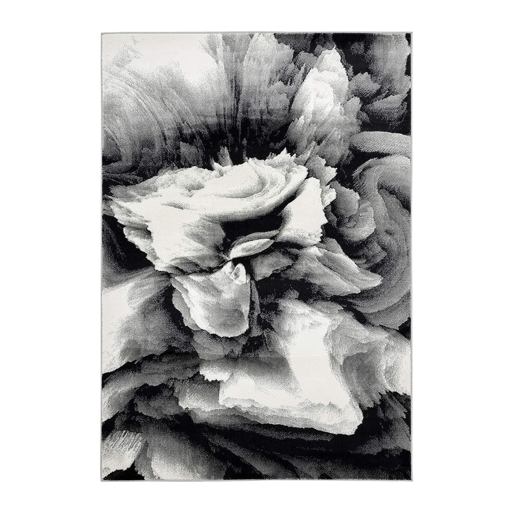Abani Rugs Modern 5'3"x7'6" Black & White Floral Swirl ...
