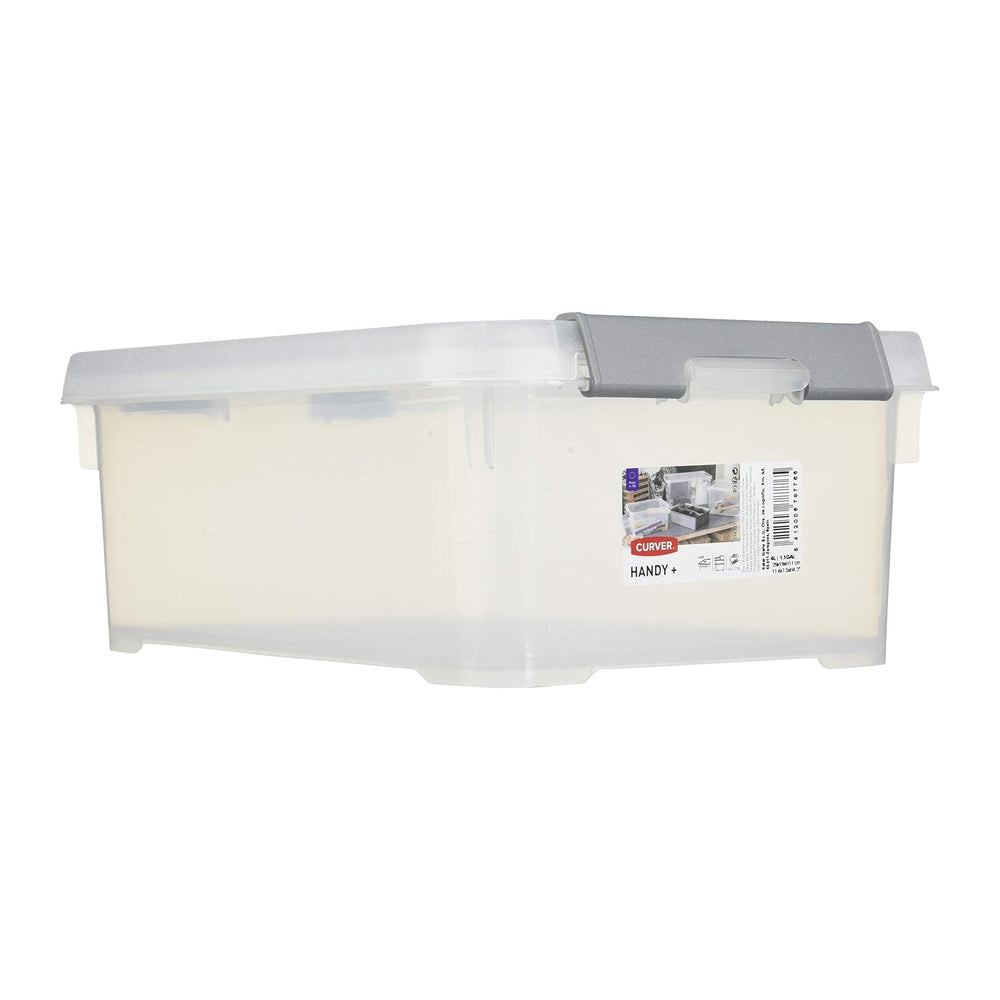Allibert "Handy Plus Storage Box with Lid, Transparent/Silver, 4 Litre