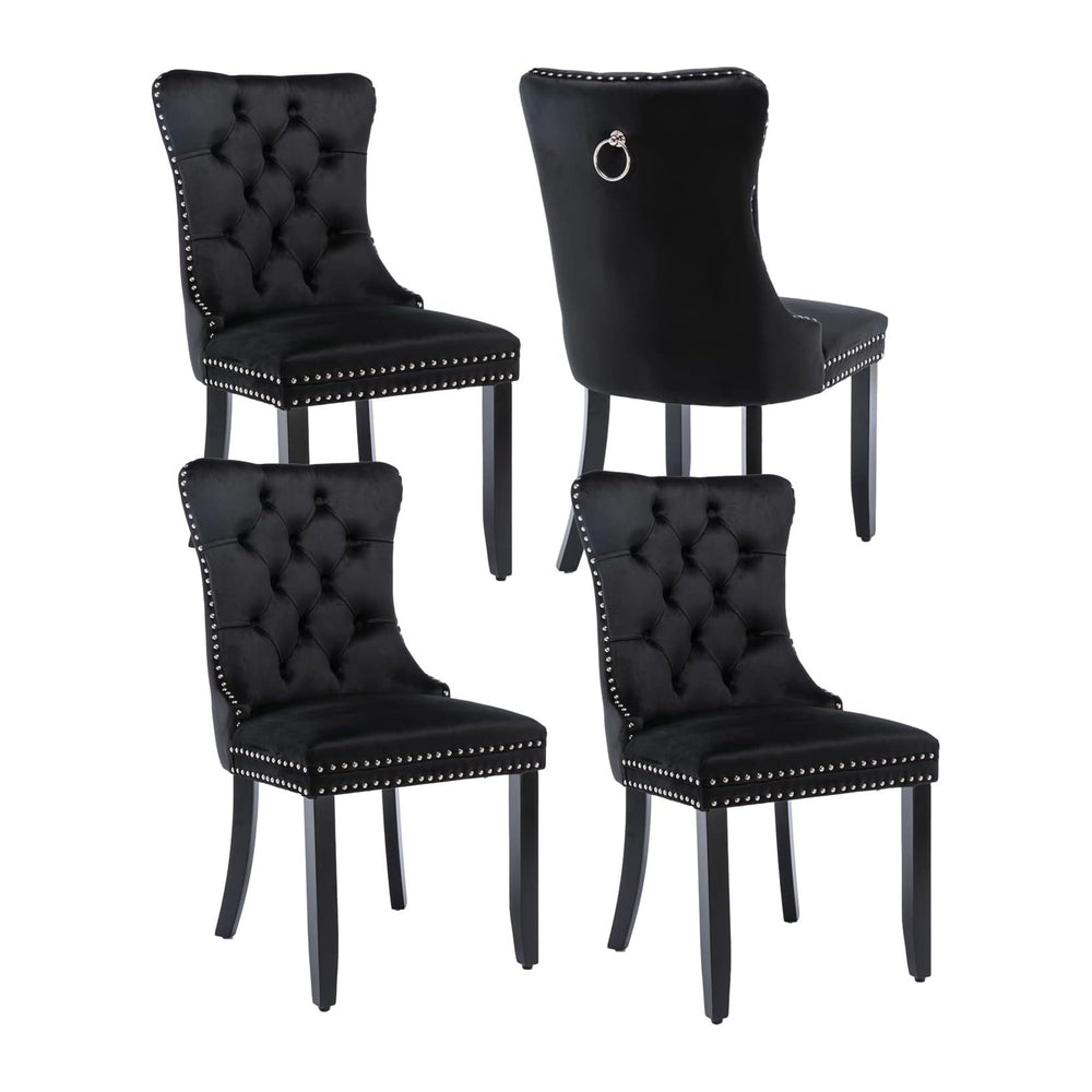 Black Velvet Dining Chairs Set of 4, Upholstered Dining Room Chairs with Back...