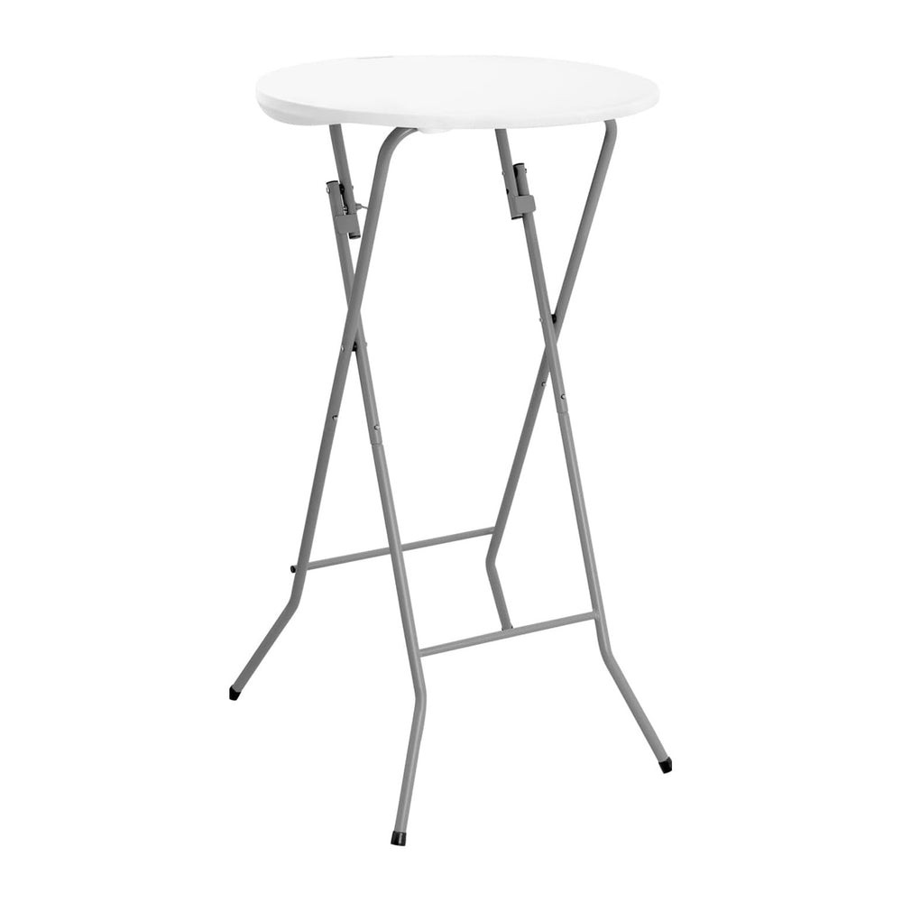 Byliable 24in Round Folding Cocktail Table, Plastic Bar Height Table, White |...